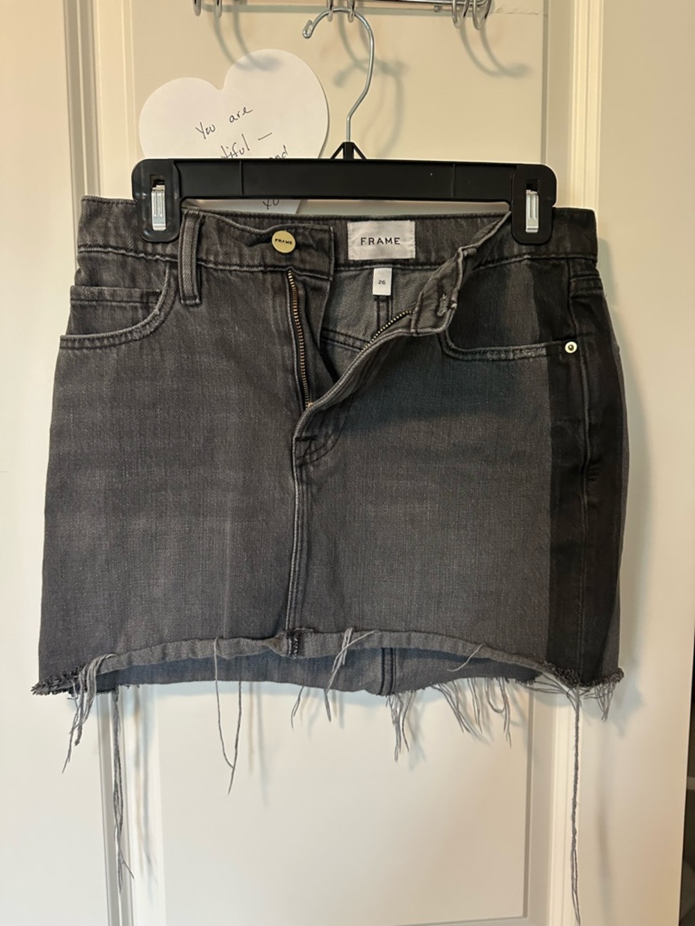 Frame Denim Gray Jean Skirt with Branded Hardware